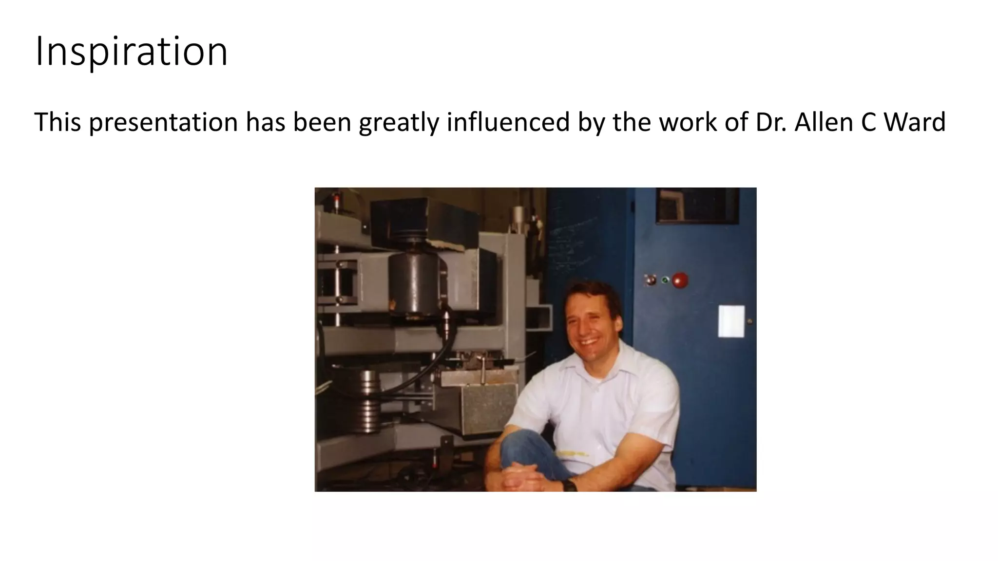 This presentation has been greatly influenced by the work of Dr. Allen C Ward
Inspiration
 