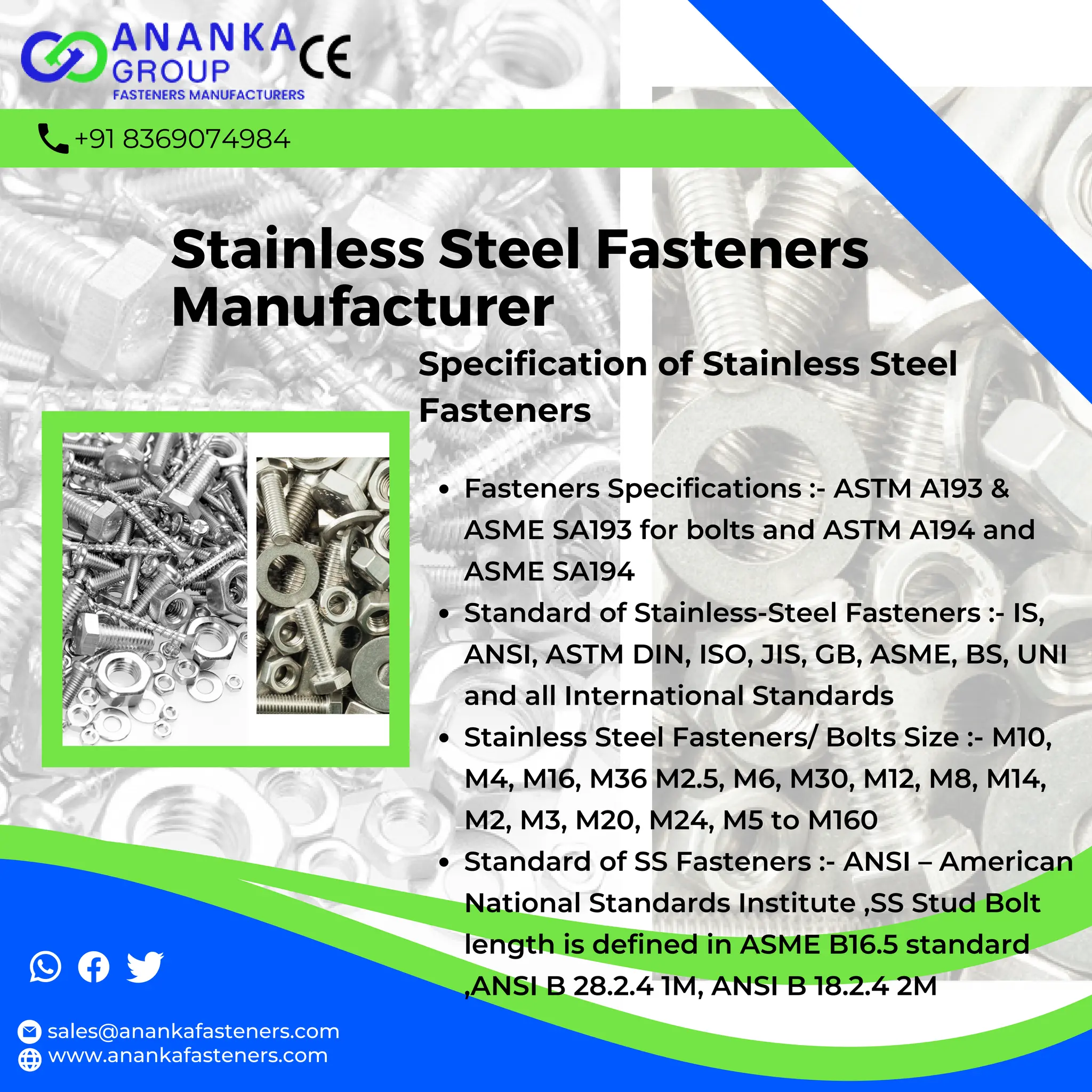 SS Fasteners | Eye Bolt | Nuts | Screw | Fasteners Manufacturer in ...