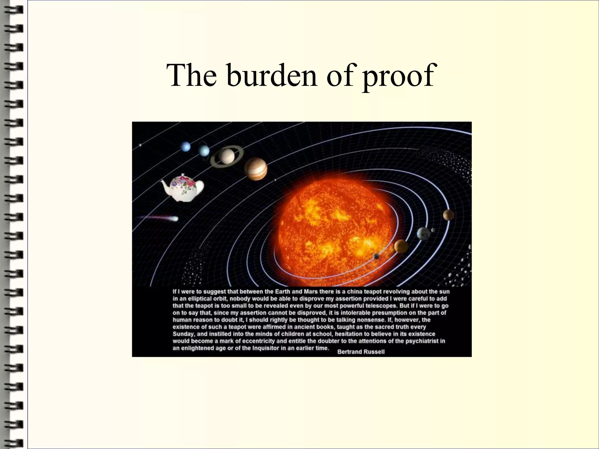 The burden of proof
 