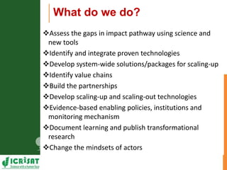 Asia Regional Planning Meeting-Scaling up Research for Development and Impacts by Dr K H Anantha