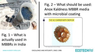 www.ecotech-india.com EXCELLENCE AND INTEGRITY, SINCE 1986
Fig. 1 – What is
actually used in
MBBRs in India
Fig. 2 – What ...