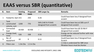 www.ecotech-india.com EXCELLENCE AND INTEGRITY, SINCE 1986
EAAS versus SBR (quantitative)
Sl. Item Existing Proposed SBR L...