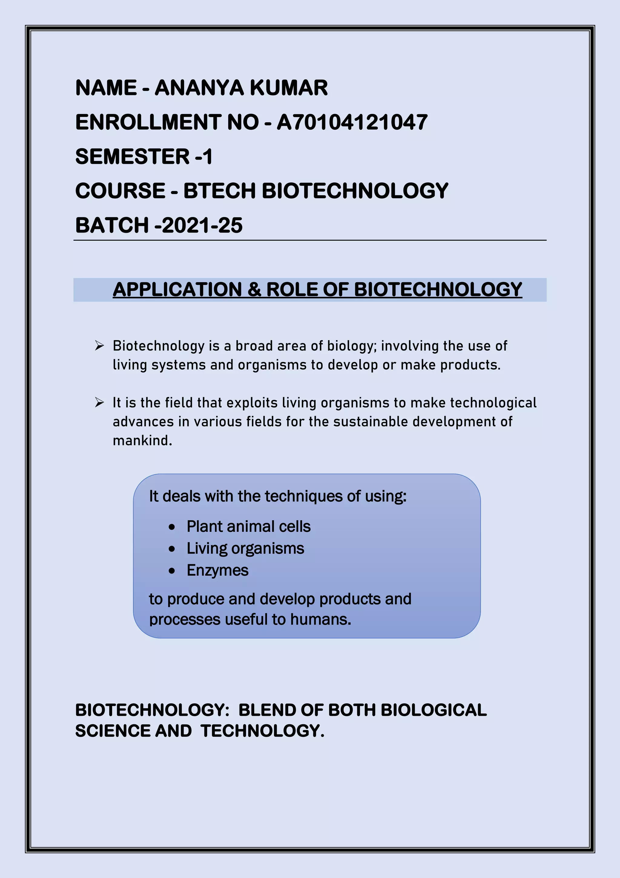 Applications of biotechnology pdf