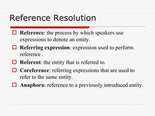 Reference Resolution Algorithm In Nlp anaphora resolution natural language processing.ppt