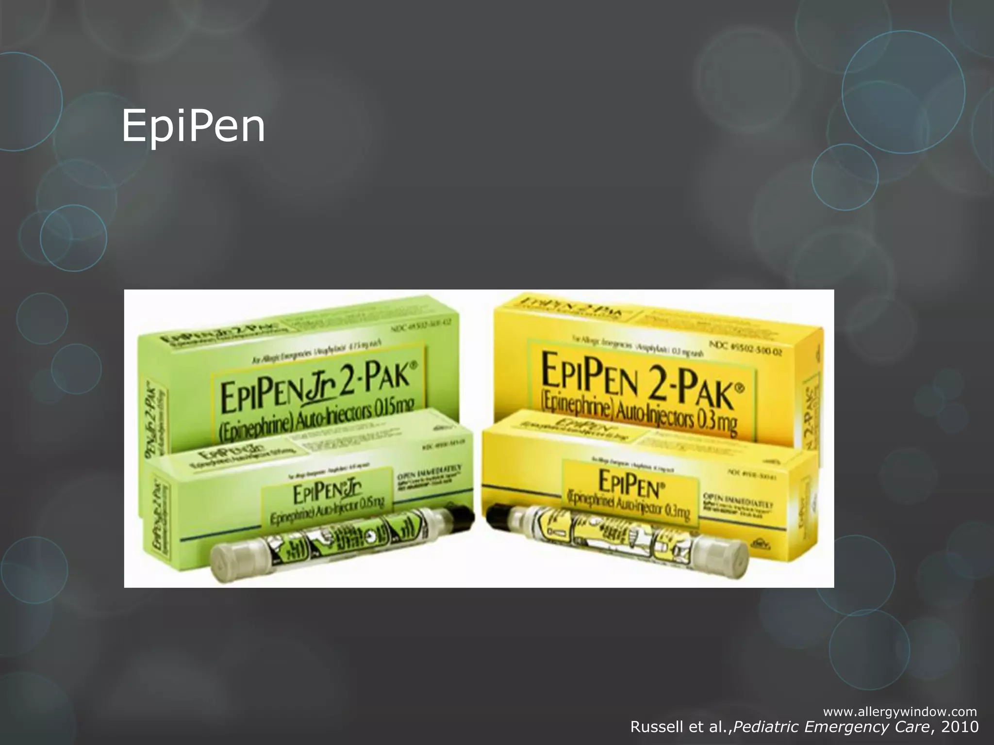 EpiPen

www.allergywindow.com

Russell et al.,Pediatric Emergency Care, 2010

 