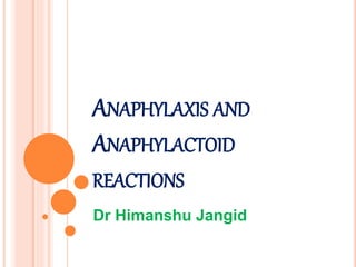 ANAPHYLAXIS AND
ANAPHYLACTOID
REACTIONS
Dr Himanshu Jangid
 