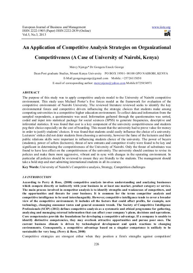 An Application Of Competitive Analysis Strategies On