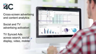 Cross-screen advertising
and content analytics
Social and TV
advertising activation
TV Synced Ads
across search, social,
d...