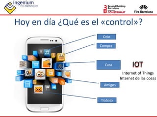 IOT
Hoy en día ¿Qué es el «control»?
Compra
Amigos
Trabajo
Ocio
Casa
Internet of Things
Internet de las cosas
 