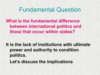 Anarchy and the Security Dilemma Basic Concepts of International ...