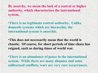Anarchy and the Security Dilemma Basic Concepts of International ...