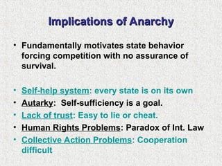 Anarchy and the Security Dilemma Basic Concepts of International ...