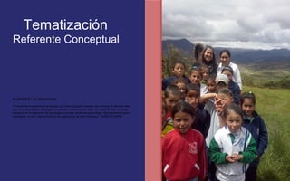 Tematización 
Referente Conceptual 
EL DOCENTE Y LA TECNOLOGÍA 
“A través de la experiencia de trabajar con docentes pude constatar que muchos de ellos no saben 
usar una computadora ni navegar en internet y mucho menos, tener un e-mail. Es este un primer 
obstáculo en la integración de tecnología al proceso enseñanza-aprendizaje. Aparentemente podría 
representar un alto costo económico la capacitación de estos docentes.” AURELIO USON 
FOTOGRAFIA 
AMPLIADA AL 
RECUADRO ROJO 
 