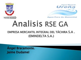 Analisis RSE GA EMPRESA MERCANTIL INTEGRAL DEL TÁCHIRA S.A . (EMINDELTA S.A.) Ángel Bracamonte. Jaime Dudamel 