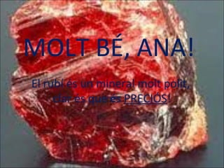 MOLT BÉ, ANA!  El rubí és un mineral molt polit,  clar és que és  PRECIÓS ! 