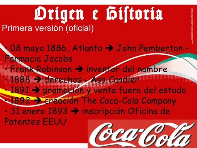 CocaCola. Origen e historia