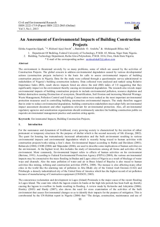Phd thesis on environmental impact assessment