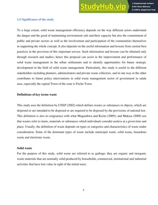AN ASSESSMENT SOLID WASTE MANAGEMENT PRACTICES CASE STUDY OF FITCHE ...