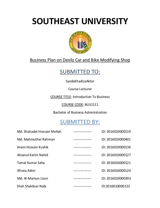 Business plan for custom car shop