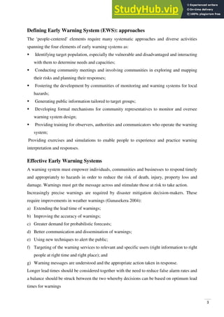 An Assignment On Early Warning Is A Key Factor Of Risk Reduction For ...