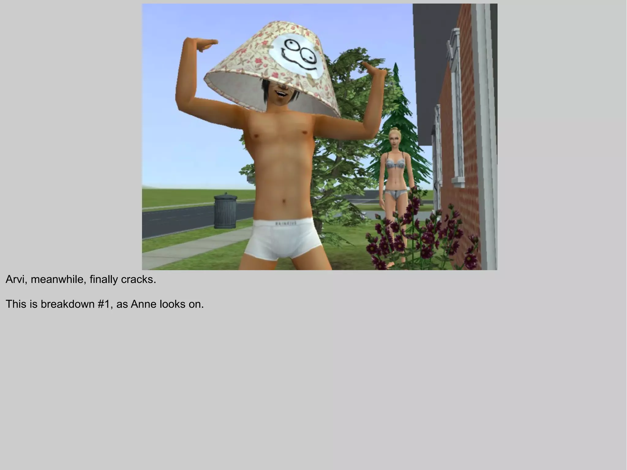 Arvi, meanwhile, finally cracks.

This is breakdown #1, as Anne looks on.
 