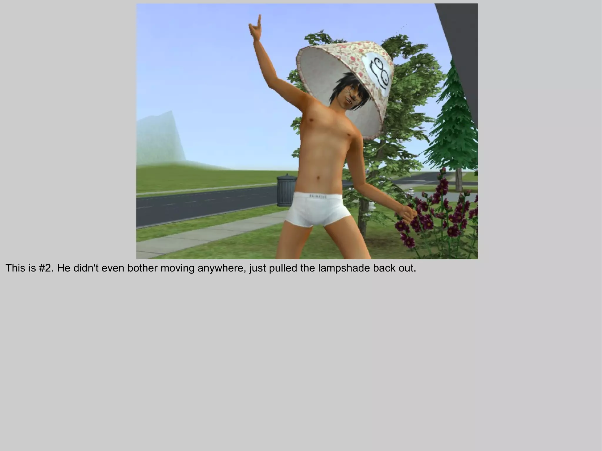 This is #2. He didn't even bother moving anywhere, just pulled the lampshade back out.
 