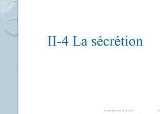 Franck Rencurel, BTS 2020 63
II-4 La sécrétion
 