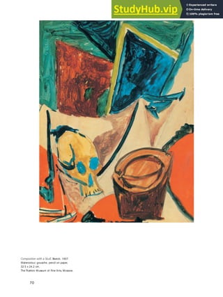 Composition with a Skull, Sketch, 1907.
Watercolour, gouache, pencil on paper,
32.5 x 24.2 cm,
The Pushkin Museum of Fine Arts, Moscow.
70
 