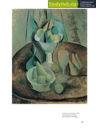 99
Compotier, Fruit and Glass, 1909.
Oil on canvas, 92 x 72.5 cm,
The Hermitage, St. Petersburg.
 