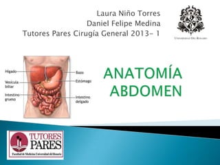Laura Niño Torres
                  Daniel Felipe Medina
Tutores Pares Cirugía General 2013- 1
 