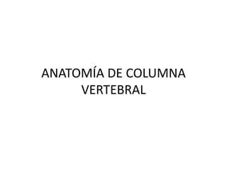 ANATOMÍA DE COLUMNA 
VERTEBRAL 
 