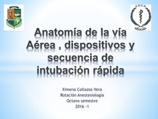Ximena Collazos Vera
Rotación Anestesiología
Octavo semestre
2016 -1
 