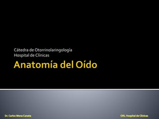 Cátedra de Otorrinolaringología
Hospital de Clínicas
Dr. Carlos Mena Canata ORL Hospital de Clinicas
 