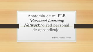 Anatomía de mi PLE 
(Personal Learning 
Network) o red personal 
de aprendizaje. 
Fabiola Valencia Torres. 
 