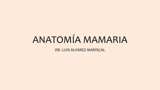 ANATOMÍA MAMARIA
DR. LUIS ALVAREZ MARISCAL
 
