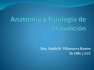 Dra. Nadia B. Villanueva Ramos
R1 ORL y CCC
 