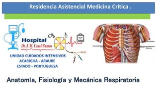 Residencia Asistencial Medicina Crítica .
Anatomía, Fisiología y Mecánica Respiratoria
 