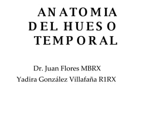 ANATOMIA DEL HUESO TEMPORAL Dr. Juan Flores MBRX Yadira González Villafaña R1RX  