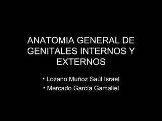 ANATOMIA GENERAL DE GENITALES INTERNOS Y EXTERNOS ,[object Object],[object Object]