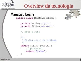 Overview da tecnologia Managed beans 