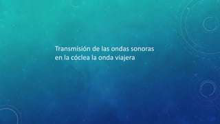 Transmisión de las ondas sonoras
en la cóclea la onda viajera
 