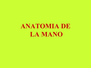 ANATOMIA DE  LA MANO 