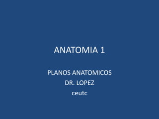 ANATOMIA 1
PLANOS ANATOMICOS
DR. LOPEZ
ceutc
 
