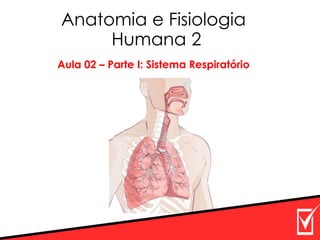 Anatomia e Fisiologia
Humana 2
Aula 02 – Parte I: Sistema Respiratório
 
