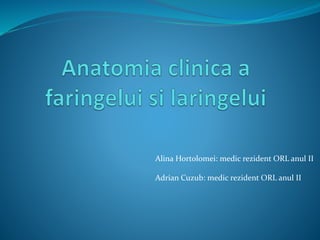 Alina Hortolomei: medic rezident ORL anul II
Adrian Cuzub: medic rezident ORL anul II
 