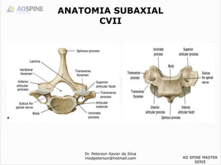 Dr. Peterson Xavier da Silva
medpeterson@hotmail.com
ANATOMIA SUBAXIAL
CVII
AO SPINE MASTER
SERIE
 