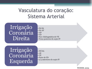 Vasculatura do coração:
Sistema Arterial
WOODS, 2005
 