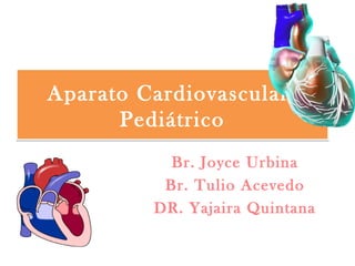 Aparato Cardiovascular
Pediátrico
Aparato Cardiovascular
Pediátrico
Br. Joyce Urbina
Br. Tulio Acevedo
DR. Yajaira Quintana
 