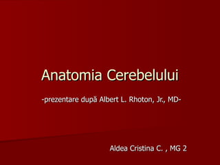 Anatomia Cerebelului -prezentare după Albert L. Rhoton, Jr., MD- Aldea Cristina C. , MG 2 