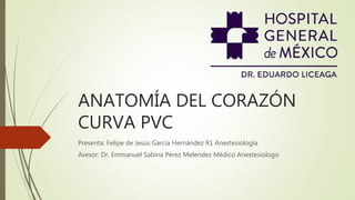 ANATOMÍA DEL CORAZÓN
CURVA PVC
Presenta: Felipe de Jesús García Hernández R1 Anestesiología
Asesor: Dr. Emmanuel Sabina Pérez Melendez Médico Anestesiologo
 